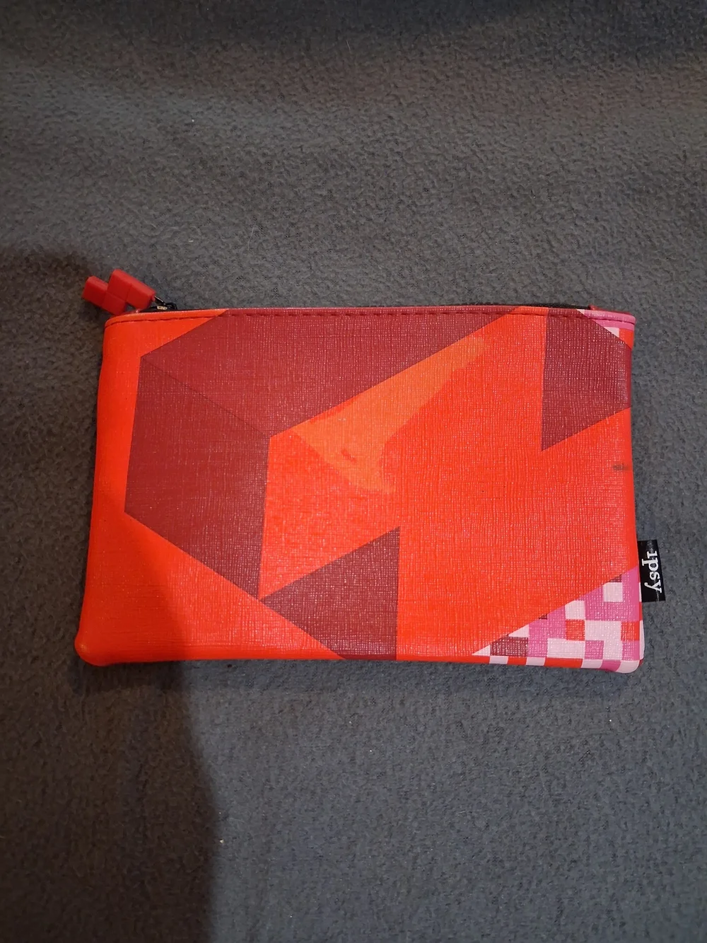 Ipsy Geometric Red Cosmetic Pouch